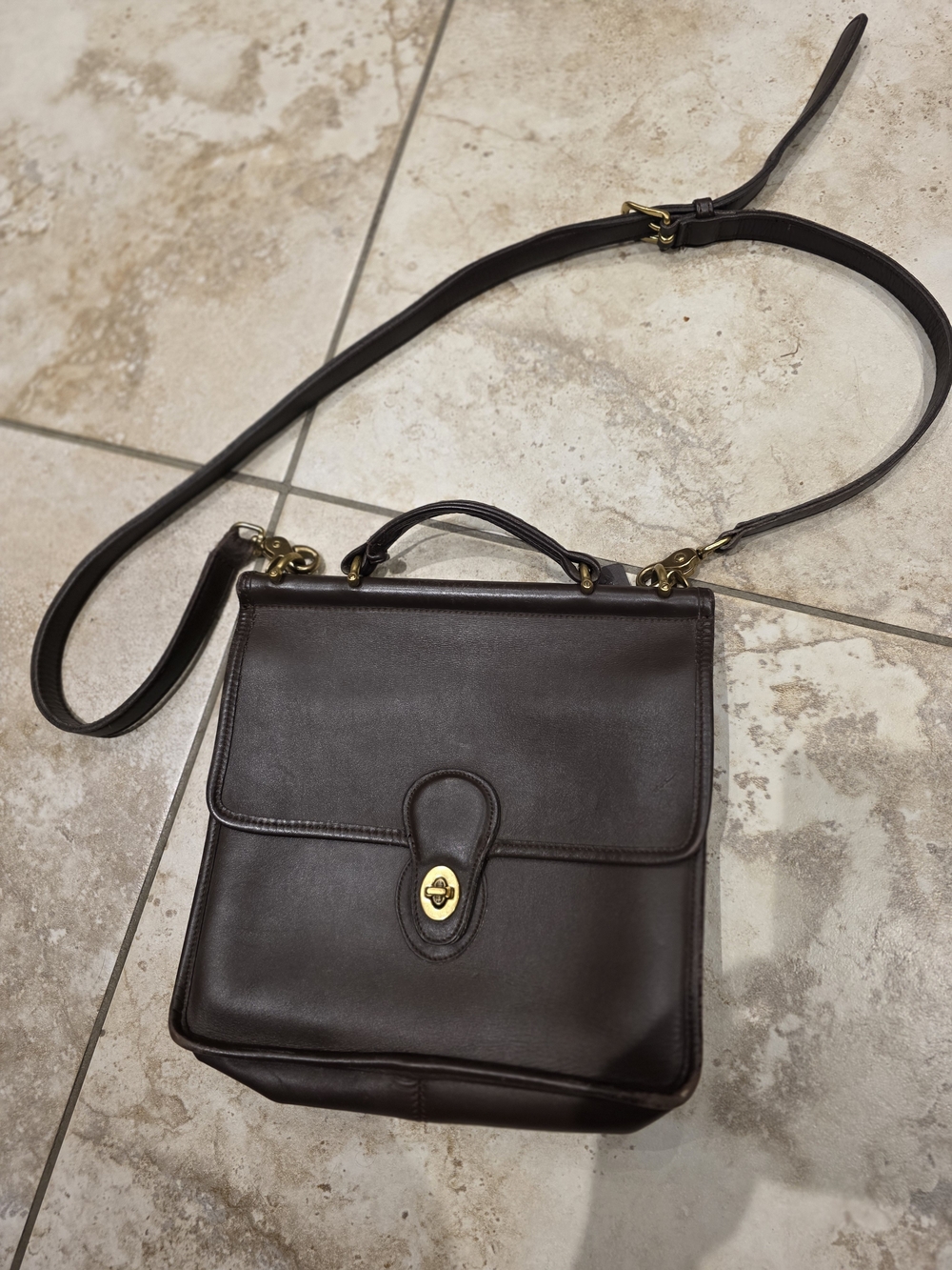 VINTAGE Coach Brown Leather Willis Bag - Picture 2 of 16